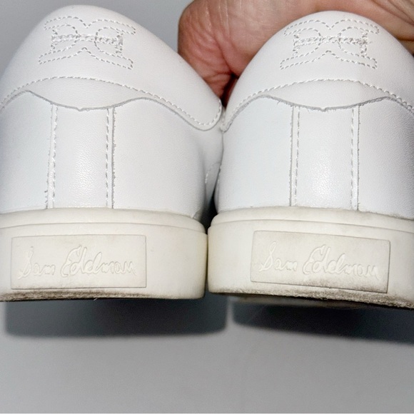 Sam Edelman Ethyl Low Top Leather Sneaker White Classic Minimalist Sz 9 - Picture 7 of 10